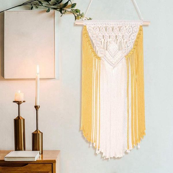tapestries 2pcs wall hanging macrame tapestry woven cotton rope decor bohemian style with tassels art home decoration,yellow,33inch
tapestries 2pcs wall hanging macrame tapestry woven cotton rope decor bohemian style with tassels art home decoration,yellow,33inch
