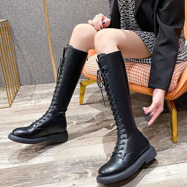 boots in the fall and winter of female web celebrity with tall canister round head knight motorcycle, Black
boots in the fall and winter of female web celebrity with tall canister round head knight motorcycle, Black