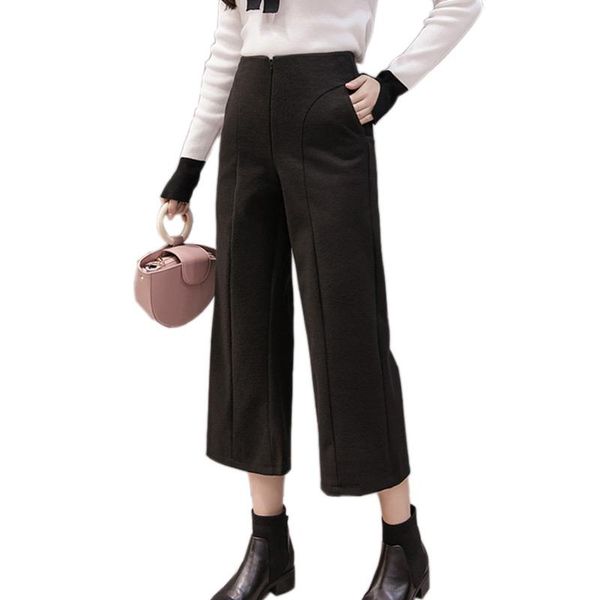 women's pants & capris loose winter trouser for women 2021 warm woolen wide leg harem high waist large size pantalon mujer, Black;white
women's pants & capris loose winter trouser for women 2021 warm woolen wide leg harem high waist large size pantalon mujer, Black;white
