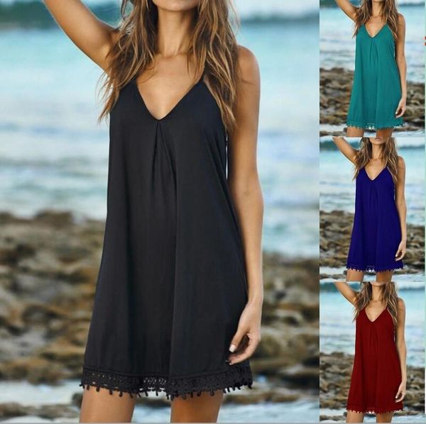casual dresses elegant v neck sling dress women summer solid color sleeveless pullover beach party loose vestidos, Black;gray
casual dresses elegant v neck sling dress women summer solid color sleeveless pullover beach party loose vestidos, Black;gray