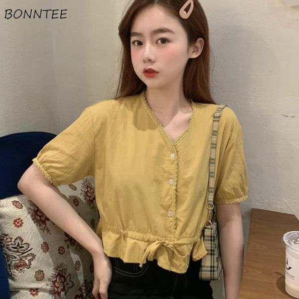 women's blouses & shirts women summer yellow v-neck hem ruffles harajuku cute drawstring puff sleeve slim elegant simple fashion chic l, White
women's blouses & shirts women summer yellow v-neck hem ruffles harajuku cute drawstring puff sleeve slim elegant simple fashion chic l, White