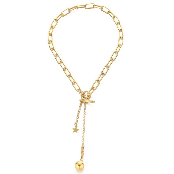 pendant necklaces design stainless steel paper clip link chain tassel ball star necklace for women ot toggle choker collar, Silver
pendant necklaces design stainless steel paper clip link chain tassel ball star necklace for women ot toggle choker collar, Silver