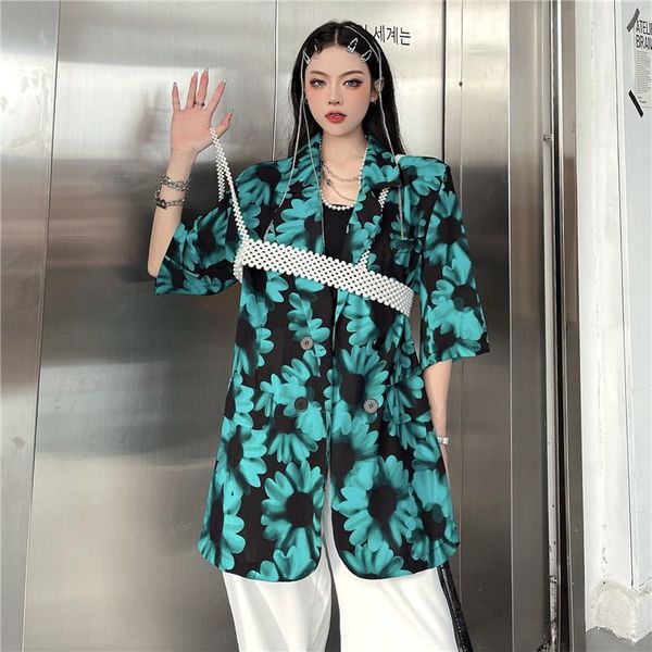 women's suits & blazers korean women green flower print plus pearl vest summer 2021 loose double breasted short sleeve suit jacket fema, White;black
women's suits & blazers korean women green flower print plus pearl vest summer 2021 loose double breasted short sleeve suit jacket fema, White;black