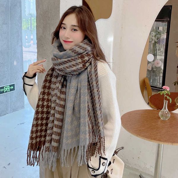 2021 thousand bird lattice tassel student warm korean casual versatile scarf female winter, Blue;gray
2021 thousand bird lattice tassel student warm korean casual versatile scarf female winter, Blue;gray