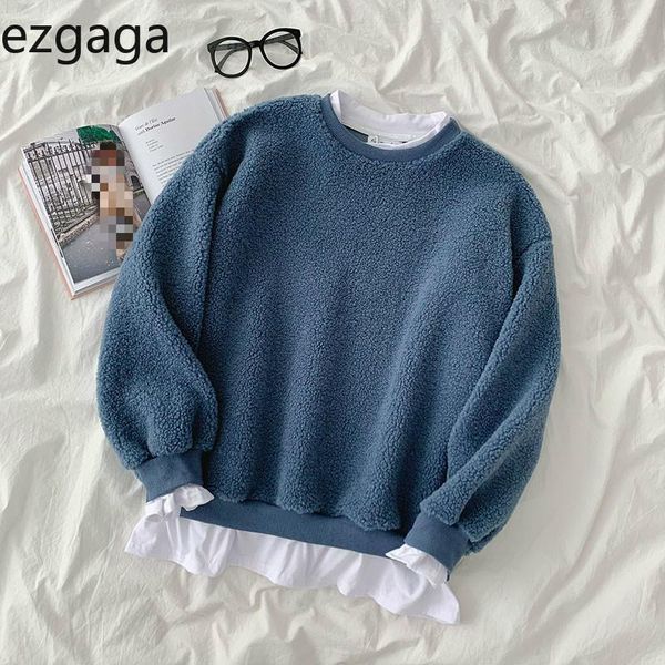 women's hoodies & sweatshirts ezgaga women thick patchwork sweatshirt 2021 autumn winter o-neck lambswool loose streetwear coat female, Black
women's hoodies & sweatshirts ezgaga women thick patchwork sweatshirt 2021 autumn winter o-neck lambswool loose streetwear coat female, Black