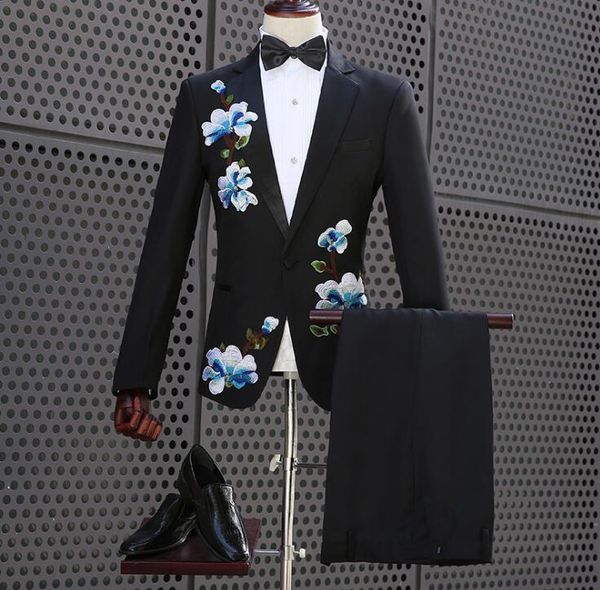 men's suits & blazers plus size luxurious embroidered black blazer pants suit outfit set stage men singer show clothes wedding celebrat, White;black
men's suits & blazers plus size luxurious embroidered black blazer pants suit outfit set stage men singer show clothes wedding celebrat, White;black