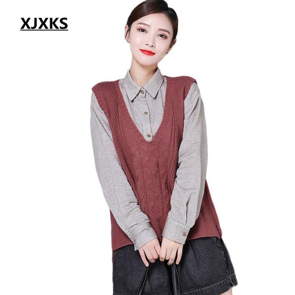 women's vests xjxks cashmere knitted vest women sleeveless sweater 2021 spring comfortable casual, Black;white
women's vests xjxks cashmere knitted vest women sleeveless sweater 2021 spring comfortable casual, Black;white