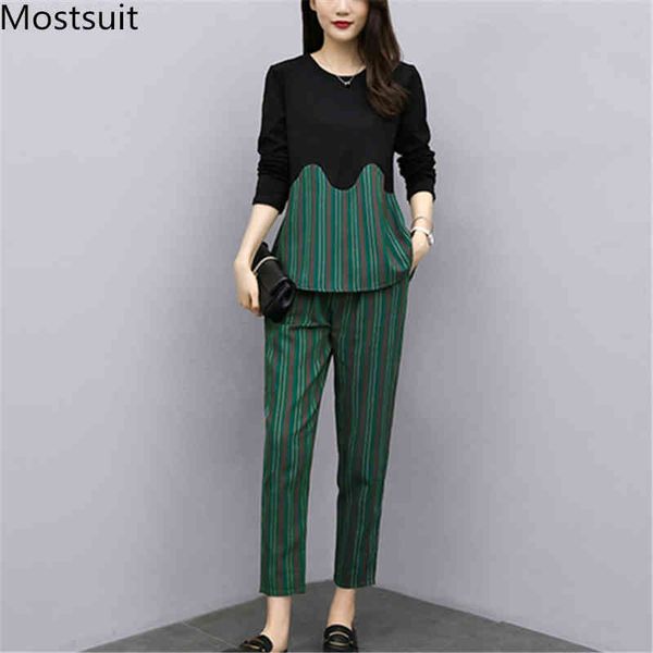 l-5xl autumn striped two piece sets outfits women plus size long sleeve and pants suits office elegant korean 210518, White
l-5xl autumn striped two piece sets outfits women plus size long sleeve and pants suits office elegant korean 210518, White
