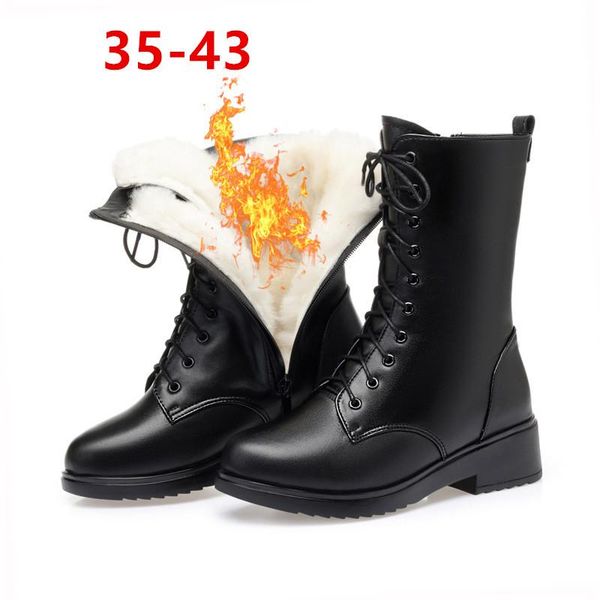 boots women winter shoes genuine leather wool warm non-slip mid calf big size 43 platform zapatos de mujer, Black
boots women winter shoes genuine leather wool warm non-slip mid calf big size 43 platform zapatos de mujer, Black