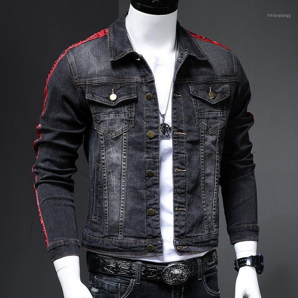 autumn men embroidered slim denim jacket european and american wind stretch coat long sleeve trendy fashion male clothing men's jackets, Black;brown
autumn men embroidered slim denim jacket european and american wind stretch coat long sleeve trendy fashion male clothing men's jackets, Black;brown