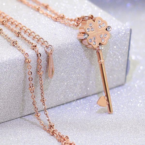 pendant necklaces yun ruo brand woman jewelry rose gold color luxury crystal key necklace 65 cm fashion 316 l stainless steel never fade, Silver
pendant necklaces yun ruo brand woman jewelry rose gold color luxury crystal key necklace 65 cm fashion 316 l stainless steel never fade, Silver