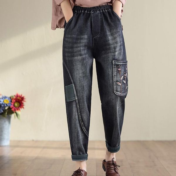 women's jeans fairynatural chinese style fashion print lady punk fall pants retro flowers pocket denim trouser girl casual elastic wais, Blue
women's jeans fairynatural chinese style fashion print lady punk fall pants retro flowers pocket denim trouser girl casual elastic wais, Blue