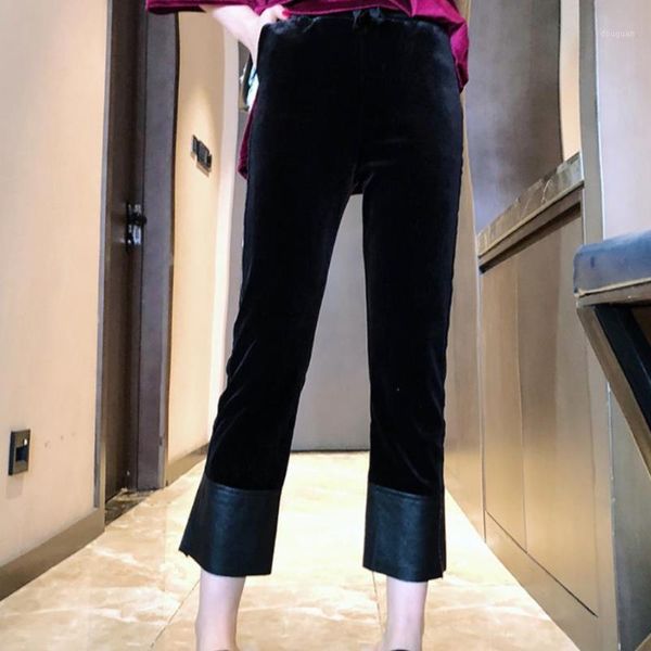 plus size 5xl fashion pu stitching velvet flare trousers women elastic waist casual ankle length pants women's & capris, Black;white
plus size 5xl fashion pu stitching velvet flare trousers women elastic waist casual ankle length pants women's & capris, Black;white