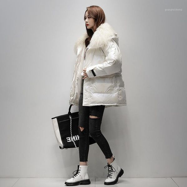 women's down & parkas winter white duck coat female 2021 natural wool collar jacket women warm thick hooded casual jaqueta feminina gxy, Black
women's down & parkas winter white duck coat female 2021 natural wool collar jacket women warm thick hooded casual jaqueta feminina gxy, Black