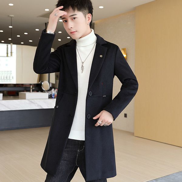 men's suits & blazers 2021 autumn and winter men mid-length woolen cardigan trench coat youth trend, White;black
men's suits & blazers 2021 autumn and winter men mid-length woolen cardigan trench coat youth trend, White;black