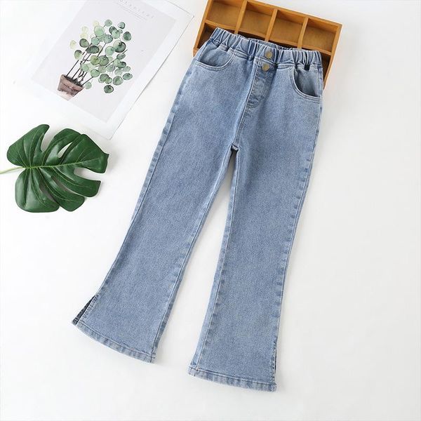 jeans autumn girls' korean casual children's slim fit stretch grey blue flared pants mid waist loose split leg 110-160 2021
jeans autumn girls' korean casual children's slim fit stretch grey blue flared pants mid waist loose split leg 110-160 2021