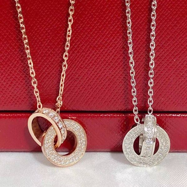 fashion ladies pendant necklace double ring full diamond jewelry all-match temperament original gift box packaging, Silver
fashion ladies pendant necklace double ring full diamond jewelry all-match temperament original gift box packaging, Silver