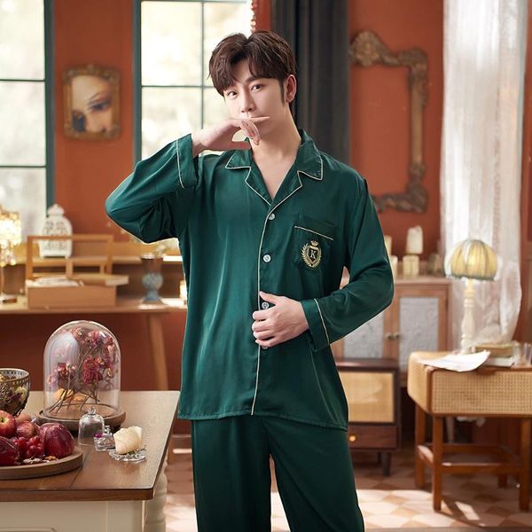 sleepwear spring satin men pajams set long sleeve turn-down collar shirt&pant loose casual large size pijamas suit 2xl 3xl men's, Black;brown
sleepwear spring satin men pajams set long sleeve turn-down collar shirt&pant loose casual large size pijamas suit 2xl 3xl men's, Black;brown