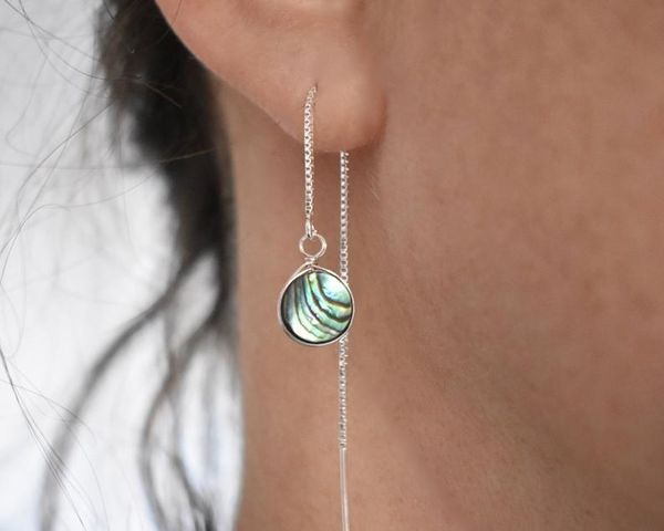 abalone dangle earrings ear thread long chain & chandelier, Silver
abalone dangle earrings ear thread long chain & chandelier, Silver