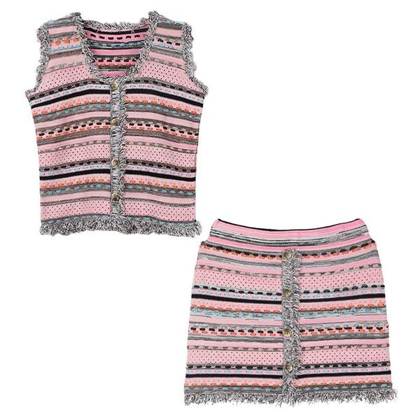 women's vests in the summer of 2021 small sweet wind hit color stripe tassel knitted blouse and skirt two-piece spot, Black;white
women's vests in the summer of 2021 small sweet wind hit color stripe tassel knitted blouse and skirt two-piece spot, Black;white