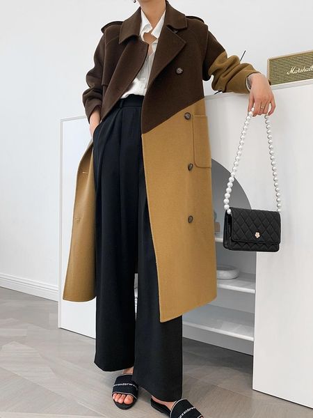 women's wool & blends european luxury fashion real lamb woolen trench coat warm streetwear outerwear, Black
women's wool & blends european luxury fashion real lamb woolen trench coat warm streetwear outerwear, Black