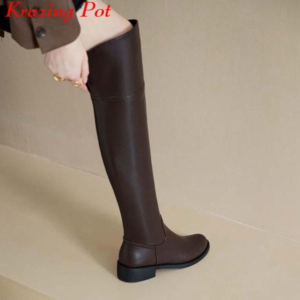 boots krazing pot genuine leather round toe med heels riding european style modern girls ins catwalk fashion over-the-knee, Black
boots krazing pot genuine leather round toe med heels riding european style modern girls ins catwalk fashion over-the-knee, Black