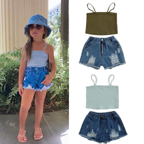 2-7years summer kids girls clothes sets 2pcs knitted sleeveless tanks +button ripped hole jeans shorts casual outfits clothing, White
2-7years summer kids girls clothes sets 2pcs knitted sleeveless tanks +button ripped hole jeans shorts casual outfits clothing, White
