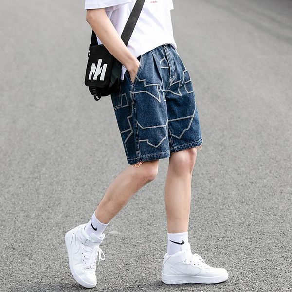 men's jeans summer loose casual jacquard denim shorts fashion printing straight japanese high street hip-hop plus size five-point pants, Blue
men's jeans summer loose casual jacquard denim shorts fashion printing straight japanese high street hip-hop plus size five-point pants, Blue