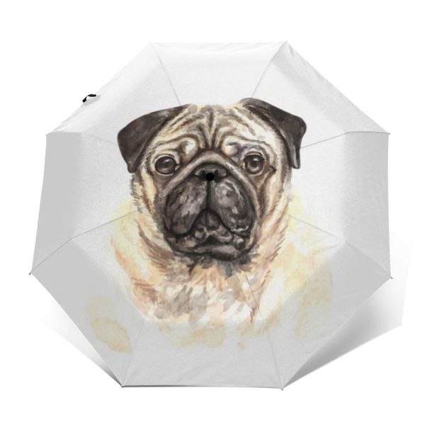 umbrellas pug dog umbrella portable art summer wind proof automatic