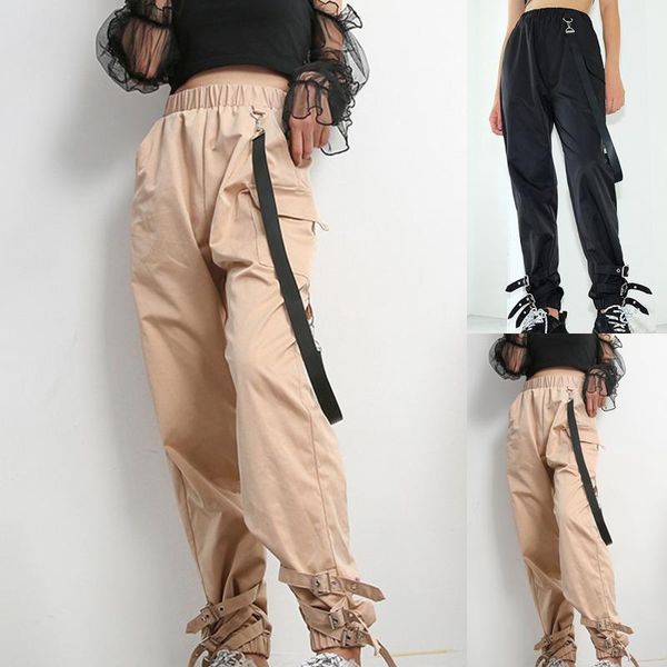 high waist women pants punk style fashion cargo autumn female side ribbon trousers buckle casual sweatpants women's & capris, Black;white
high waist women pants punk style fashion cargo autumn female side ribbon trousers buckle casual sweatpants women's & capris, Black;white