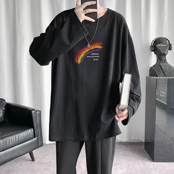 long men's t-shirts autumn sve t-shirt trend loose and versatile handsome coat casual large cloth, White;black
long men's t-shirts autumn sve t-shirt trend loose and versatile handsome coat casual large cloth, White;black