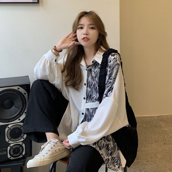korean fashion chiffon blouse street style blouse for women stitching womens long sleeve spring 2021 womens clothing, White
korean fashion chiffon blouse street style blouse for women stitching womens long sleeve spring 2021 womens clothing, White
