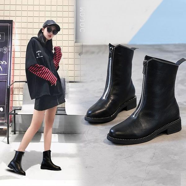 large women's shoes size 35-43 autumn/winter 2021 front-zip boots with block heels for women, Black
large women's shoes size 35-43 autumn/winter 2021 front-zip boots with block heels for women, Black