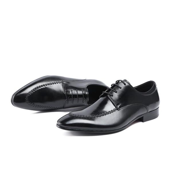 men's leather shoes, pointed-toe british formal business lace-up breathable wedding shoes dress, Black
men's leather shoes, pointed-toe british formal business lace-up breathable wedding shoes dress, Black