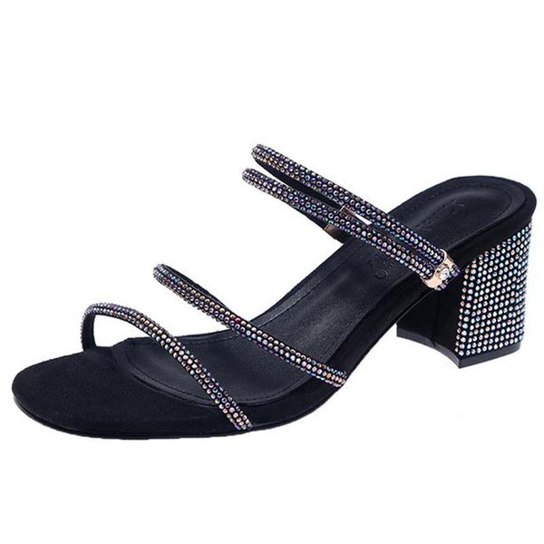 6cm high heel sandals diamond small fresh student wave female summer simple shoes for ladies, Black
6cm high heel sandals diamond small fresh student wave female summer simple shoes for ladies, Black