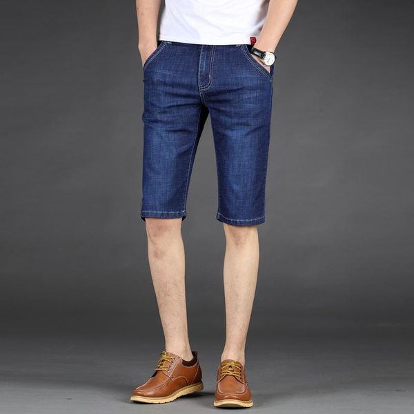 denim shorts summer thin men's casual stretch straight leg midi pants, White;black
denim shorts summer thin men's casual stretch straight leg midi pants, White;black
