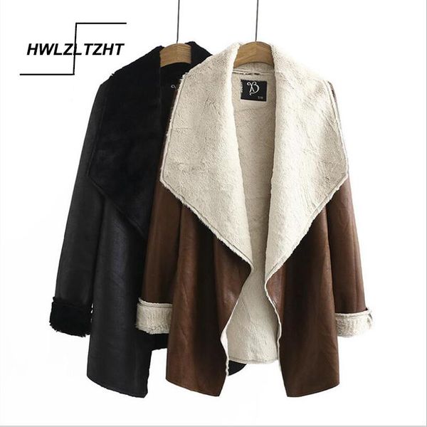 women's leather & faux hwlzltzht women 2021 fashion with fur thick warm jacket coat vintage long sleeve female outerwear loose chic top, Black
women's leather & faux hwlzltzht women 2021 fashion with fur thick warm jacket coat vintage long sleeve female outerwear loose chic top, Black