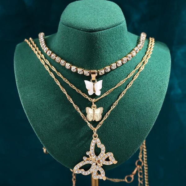 chains bling multilayer crystal tennis chain choker necklace for women trendy hollow big butterfly pendant metal twisted jewelry, Silver
chains bling multilayer crystal tennis chain choker necklace for women trendy hollow big butterfly pendant metal twisted jewelry, Silver