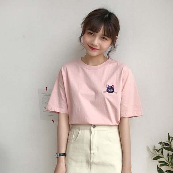 women t-shirts summer japanese style cartoon embroidery short sleeve tee shirt femme summer casual (f3682), White
women t-shirts summer japanese style cartoon embroidery short sleeve tee shirt femme summer casual (f3682), White