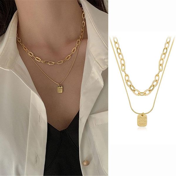 pendant necklaces 2pcs set 18k gold plated necklace for women punk vuntage neckl chain square brand choker, Silver
pendant necklaces 2pcs set 18k gold plated necklace for women punk vuntage neckl chain square brand choker, Silver