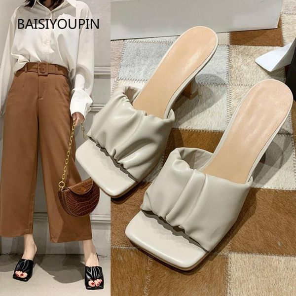 slippers fashion women summer pumps shoes pu concise 5cm high heels outside shallow solid ladies casual female slides, Black
slippers fashion women summer pumps shoes pu concise 5cm high heels outside shallow solid ladies casual female slides, Black