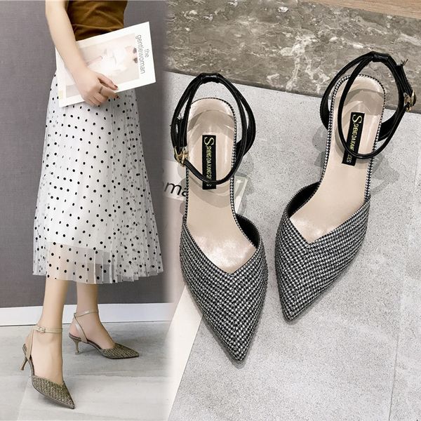 pointed sandals female 2021 new summer fashion fairy wind joker word with stiletto heels increased wear-resistant and antiskid, Black
pointed sandals female 2021 new summer fashion fairy wind joker word with stiletto heels increased wear-resistant and antiskid, Black