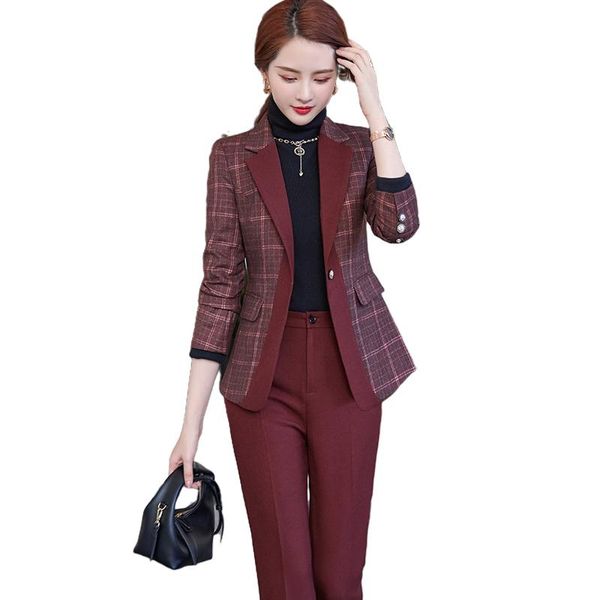 women's two piece pants lenshin 2 set plaid trouser suits blazer office lady designs women jacket and pant suit plue size, White
women's two piece pants lenshin 2 set plaid trouser suits blazer office lady designs women jacket and pant suit plue size, White