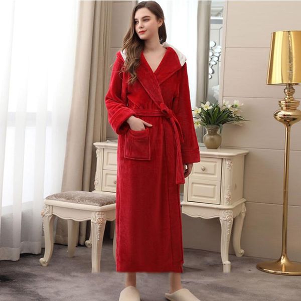 women's sleepwear daily waist tie hooded long sleeve with pocket thickened v neck warm autumn winter women robe home ladies elegant dre, Black;red
women's sleepwear daily waist tie hooded long sleeve with pocket thickened v neck warm autumn winter women robe home ladies elegant dre, Black;red