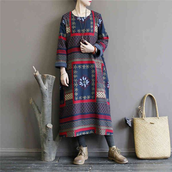 johnature autumn vintage dress for women print floral long sleeve warm cotton linen women cloths fleece chinese dress 210521, Black;gray
johnature autumn vintage dress for women print floral long sleeve warm cotton linen women cloths fleece chinese dress 210521, Black;gray