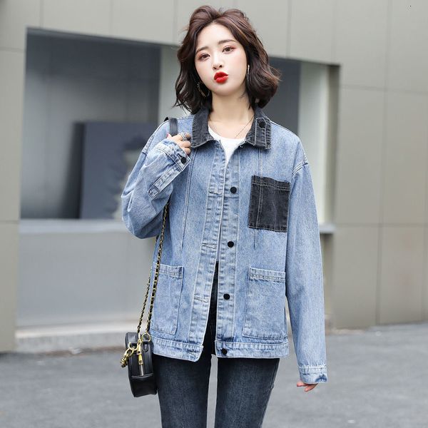 women's jackets women denim jacket slash hit color cause long sleeve lapel female korean style loose jeans qo5w, Black;brown
women's jackets women denim jacket slash hit color cause long sleeve lapel female korean style loose jeans qo5w, Black;brown