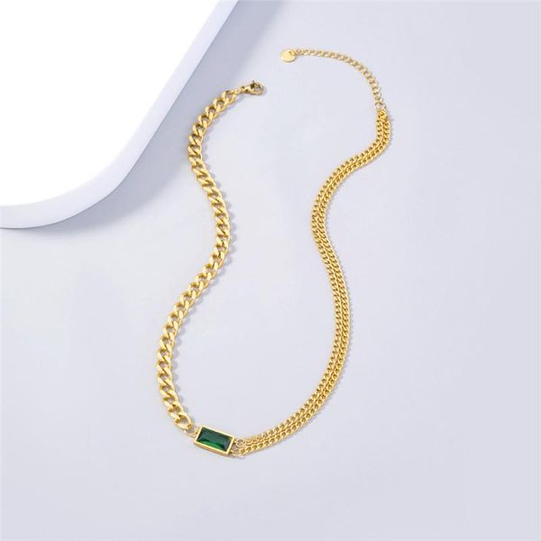 chains gold color stainless steel green crystal double layers thick chain necklace for women party jewelry fashion elegant, Silver
chains gold color stainless steel green crystal double layers thick chain necklace for women party jewelry fashion elegant, Silver