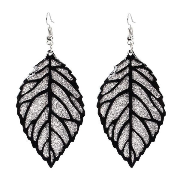 dangle & chandelier fashion big hollow out frosted leaf earrings exquisite women's gold black pendant creative party jewelry gift, Silver
dangle & chandelier fashion big hollow out frosted leaf earrings exquisite women's gold black pendant creative party jewelry gift, Silver