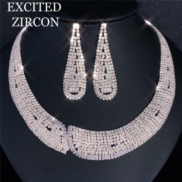 earrings & necklace fashion luxury wedding bride bridesmaid zircon set prom jewelry crystal elegant woman, Silver
earrings & necklace fashion luxury wedding bride bridesmaid zircon set prom jewelry crystal elegant woman, Silver
