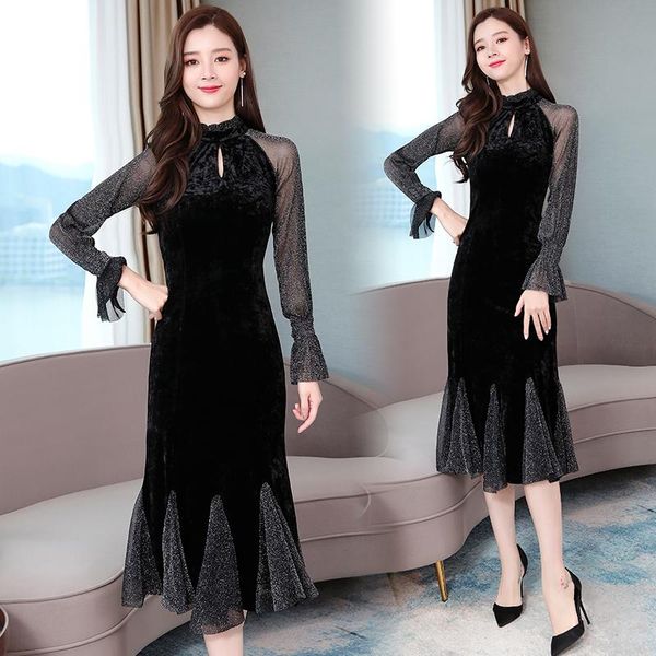 casual dresses women 2021 velvet spring elegant mesh bodycon party dress long sleeve vestidos de festa kj5190, Black;gray
casual dresses women 2021 velvet spring elegant mesh bodycon party dress long sleeve vestidos de festa kj5190, Black;gray